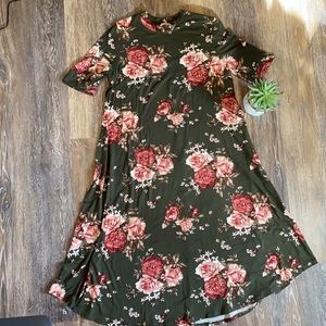 Green Floral Midi Swing Dress SOLD❗️